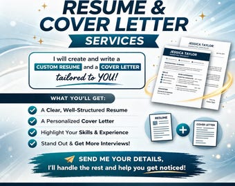 RESUME & COVER Anschreiben Schreibservice | Benutzerdefinierter Lebenslauf | Lebenslauf schreiben | Hilfe bei der Bewerbung | Ats Freundlich