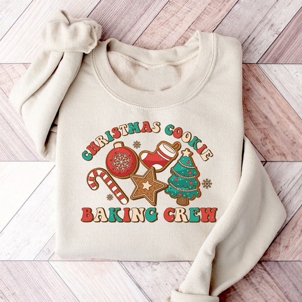 Groovy Christmas Cookie Baking Crew Crewneck Sweatshirt Gift For Bakers, Gingerbread Cookie Shirt, Christmas Baking Sweater, Xmas Mom Shirt