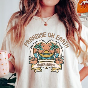 Comfort Colors® Camisa vintage de Outer Banks, camisa OBX, camisa Paradise On Earth, Pogue For Life, camiseta de Carolina del Norte, camisa de película de Netflix