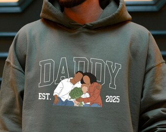 Father's Day Hoodie, Custom Dad Sweatshirt, Family Portrait From Photo, Custom Father'd Day Gift, Personalized Photo Dad Hoodie,Gift For Dad