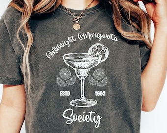 Midnight Margarita Society T-shirt, Comfort Colors Shirt, Witch Shirt, Drinking Lover Gift, Halloween Witch Shirt, Women Witch Shirt