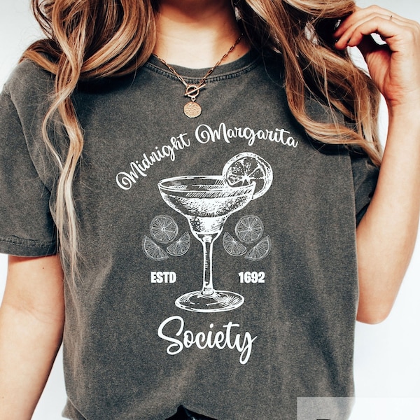 Midnight Margarita Society T-shirt, Comfort Colors Shirt, Witch Sweatshirt, Drinking Lover Gift, Halloween Witch Shirt, Women Witch Shirt