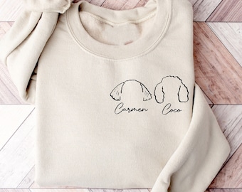 Custom Dog Ears Crewneck Shirt Gift For Dog Mom, Personalized Dog Lover Hoodie, Dog Ears Sweater,Shirt For New Dog Owner, Pet Lover Tee