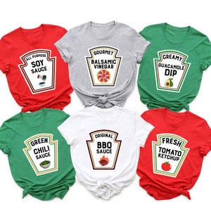 Condiment Groups Matching Shirts For Halloween, Halloween Family Group Costume Shirts, Halloween Condiment Sweater,Group Costume,Ketchup Tee
