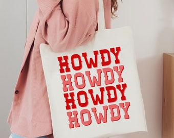 Howdy Tote Bag Gift For Cowgirl, Cowboy Tote Bag, Cowgirl Tote Bag, Western Tote Bag, Yeehaw Southern Tote Bag, Trendy Tote Bag,Farmgirl Bag