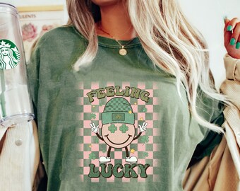Comfort Colors® Trendy St Patrick Day Feeling Lucky Shirt, St Patrick's Day Lucky Shirt, Patrick's Day Tee, St Patrick's Tee, Patrick's Day