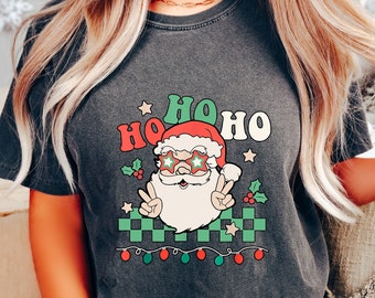Comfort Colors® Ho Ho Ho Santa Shirt, Santa Christmas Tee, Santa Claus Tee, Funny Christmas Shirt, Christmas Party Shirt, Retro Santa Shirt