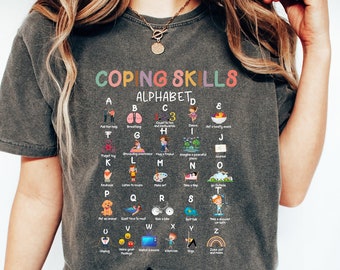 Comfort Colors® Coping Skills Alphabet Shirt,School Counselor Shirt, Counselor Gift, Psychologist Shirt, Social Worker Shirt,Therapist Shirt