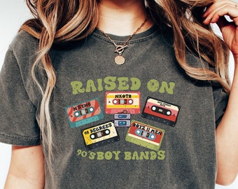 Comfort Colors® Raised On 90s Boy Bands Shirt, Millennial Shirt, 90s Throw Back Tee,Retro Cassette Tape Tee,90s Music Shirt,Vintage Band Tee