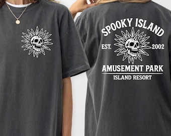Spooky Island Retro Halloween Tee: 2000s Amusement Park Shirt