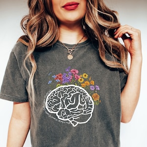Comfort Colors®  Wildflower Brain Anatomy Shirt Gift For Neurologist, Floral Brain Shirt, Anatomical Layout Brain T-Shirt,Neurology Clothing