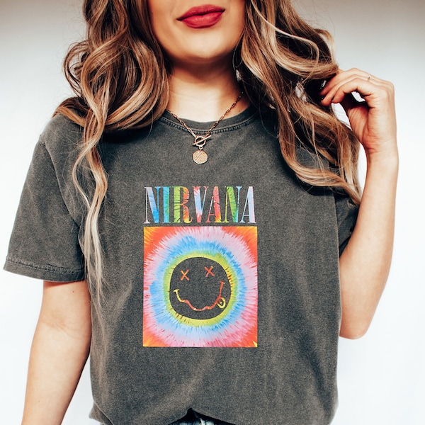 Comfort Colors® Nirvana Smile Face Shirt Gift For Fan, 90's Rock Music Shirt, Vintage Music Album Shirt, Retro Music Shirt,Nirvana Lover Tee