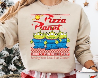 Disney Pizza Planet Sweatshirt, Toy Story Sweater, Toy Story Family Sweaters,Funny Disney Pizza Hoodie,Disney Alien Sweatshirt,Disney Family