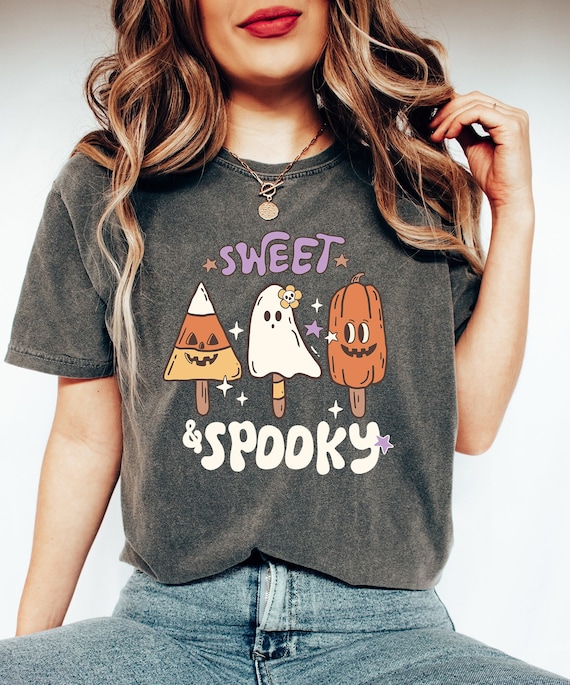 Comfort Colors® Sweet And Spooky T-Shirt Gift For Halloween, Cute Spooky Shirt, Retro Halloween Shirt, Pumpkin Season Shirt,Groovy Halloween