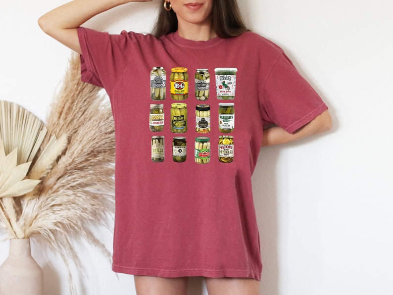Comfort Colors® Vintage Canned Pickles T-shirt för pickleälskare, Pickle Jar-tröja, konserveringssäsongströja, hemgjord pickle-tröja med rund hals bild 7