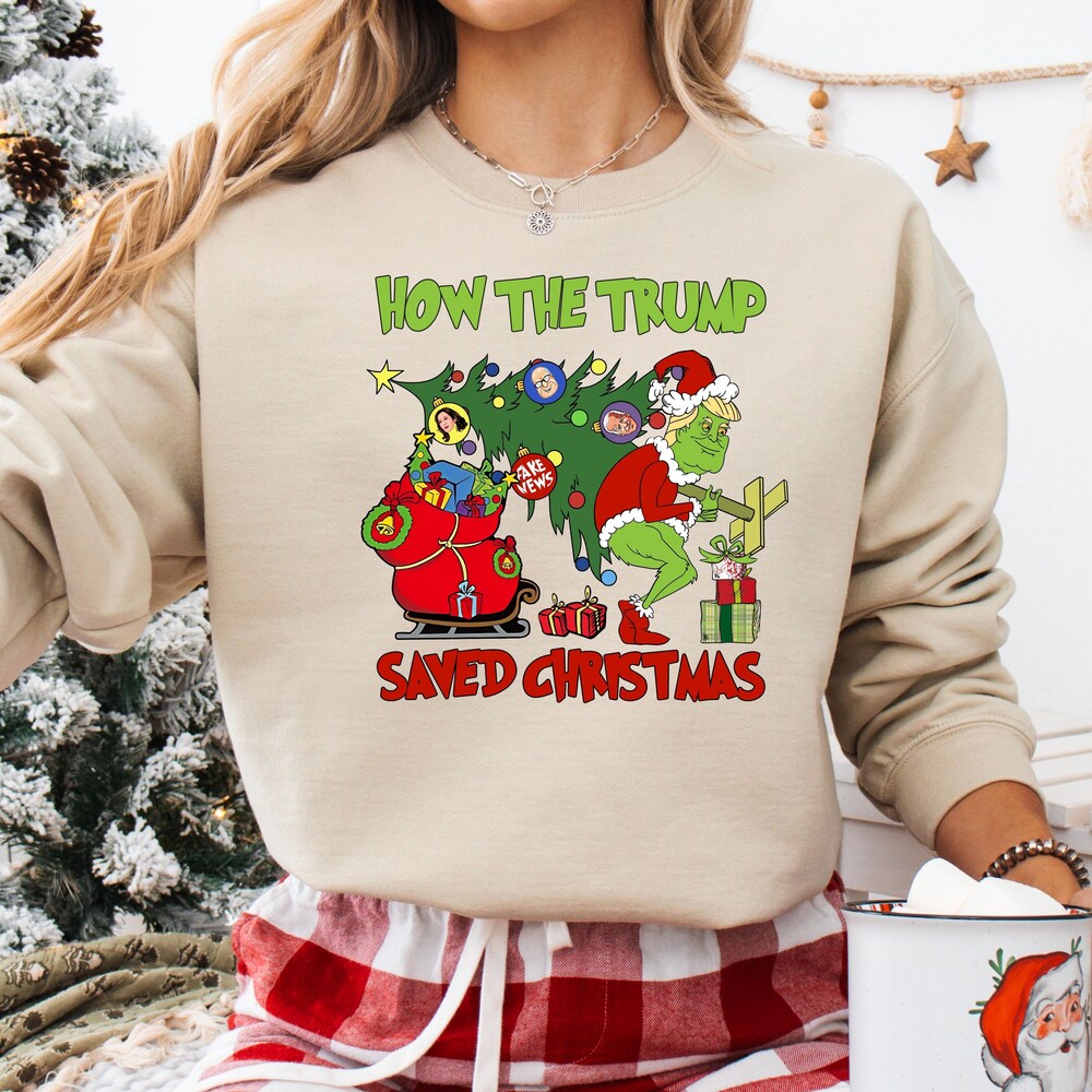 Trump Daddy Sweater How The Trump Saved Christmas Sweatshirt, Funny Trump Christmas Sweater, Green Trump Hoodie, Funny Political Sweater, Trump Victory Hoodie Santa Trump Sweater