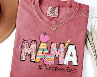 Maglietta Mama Teacher Life, Maglietta Homeschool Mama, Magliette Homeschool Mom, Maglietta Teacher Appreciation, Maglietta Homeschool Life, Festa della mamma insegnante