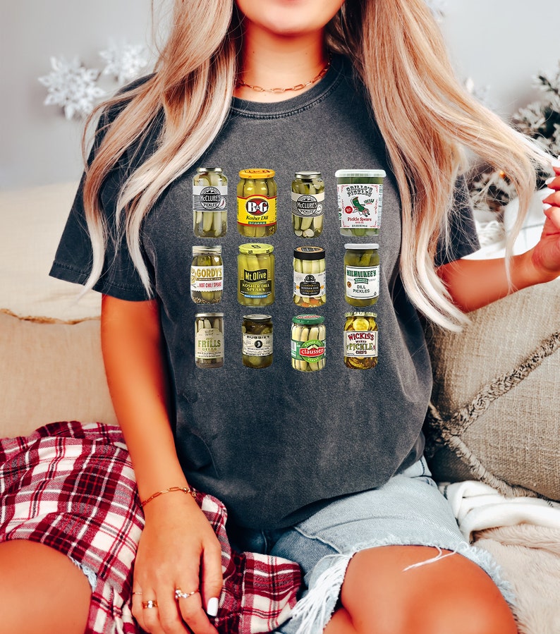 Comfort Colors® Vintage Canned Pickles T-shirt för pickleälskare, Pickle Jar-tröja, konserveringssäsongströja, hemgjord pickle-tröja med rund hals bild 5