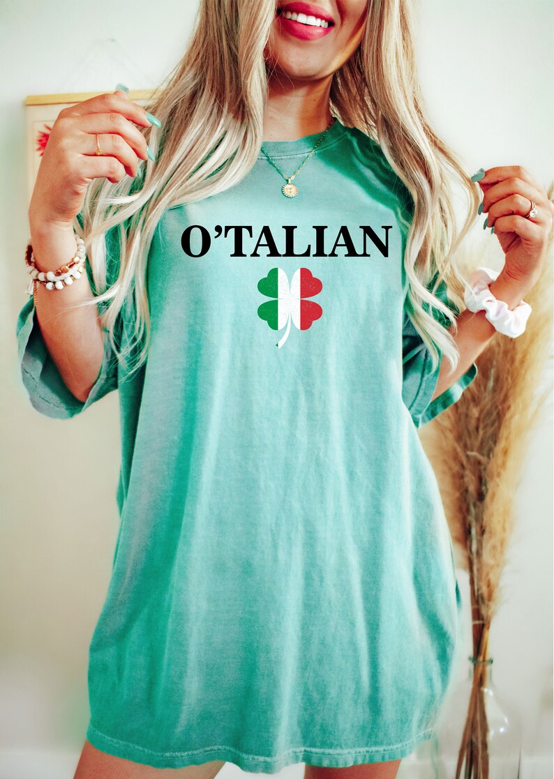 Comfort Colors® O'talian St Patrick's Day Shirt, Italy Flag Clover Shirt, Shamrock Shirt, St Patty Day Outfit, Italian Shamrock Shirt image 4