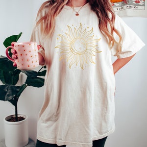 Retro Gold Moon And Sun Shirt, Celestial Moon Shirt, Moon Lover Shirt, Boho Moon Shirt, Astronomy Shirt, Space Lover Shirt, Astrology Shirt image 6