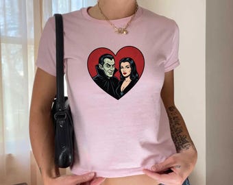 Retro Vampires Y2k Graphic Tee, Y2k Vintage Retro Crop Top, 90s Style Baby Tee