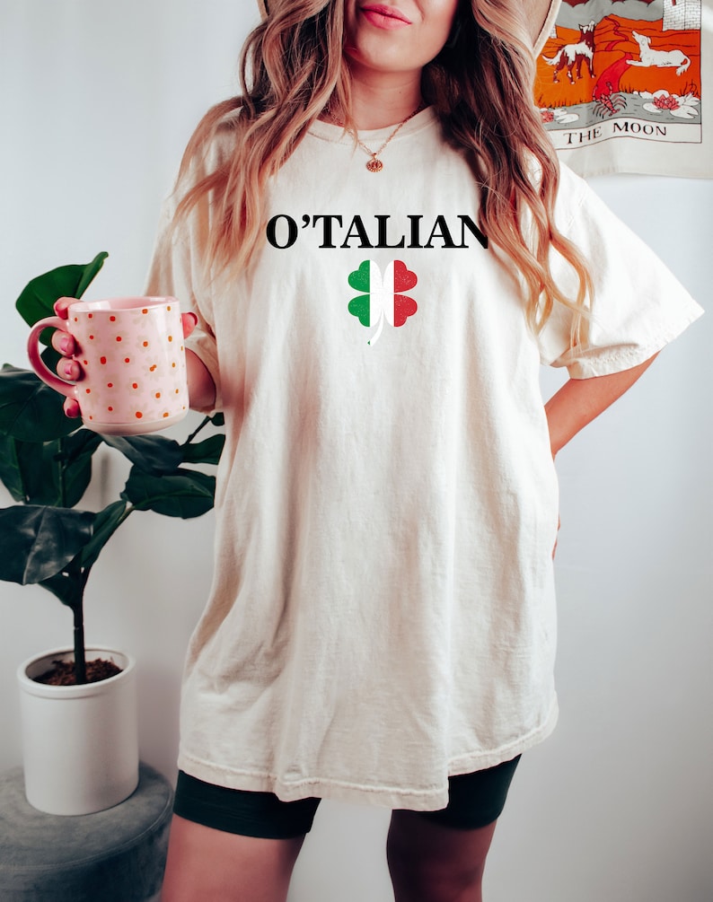 Comfort Colors® O'talian St Patrick's Day Shirt, Italy Flag Clover Shirt, Shamrock Shirt, St Patty Day Outfit, Italian Shamrock Shirt image 3