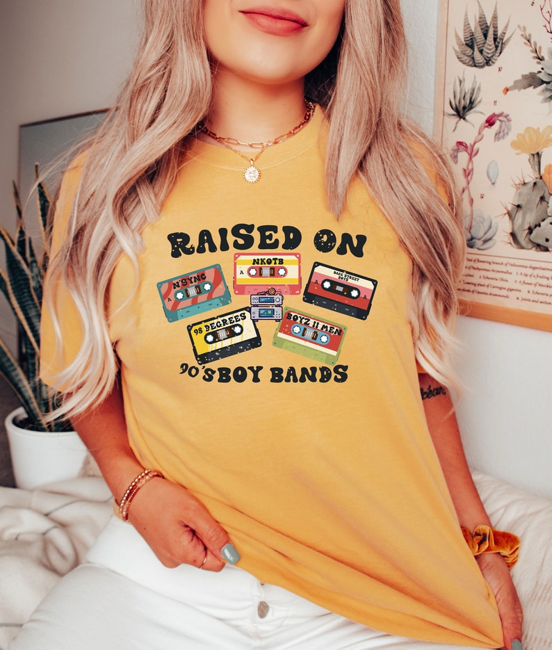Comfort Colors® Raised On 90s Boy Bands Shirt, Millennial Shirt, 90s Throw Back Tee,Retro Cassette Tape Tee,90s Music Shirt,Vintage Band Tee image 2