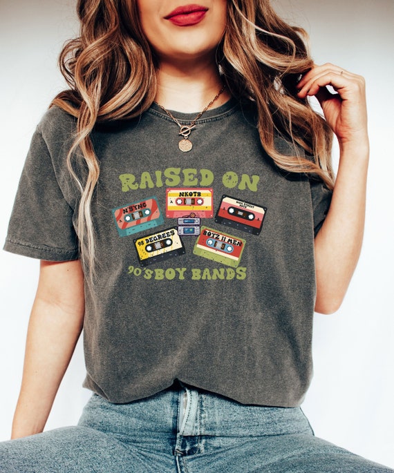 Comfort Colors® Raised On 90s Boy Bands Shirt, Millennial Shirt, 90s Throw Back Tee,Retro Cassette Tape Tee,90s Music Shirt,Vintage Band Tee