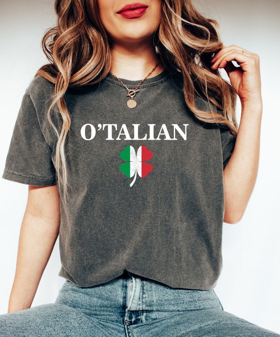 Comfort Colors® O'talian St Patrick's Day Shirt, Italy Flag Clover Shirt, Shamrock Shirt, St Patty Day Outfit, Italian Shamrock Shirt