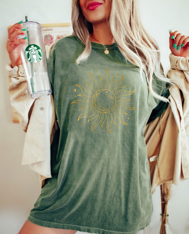 Retro Gold Moon And Sun Shirt, Celestial Moon Shirt, Moon Lover Shirt, Boho Moon Shirt, Astronomy Shirt, Space Lover Shirt, Astrology Shirt image 5