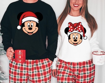 Disney Couple Matching Christmas Sweatshirt, Mickey and Minnie Christmas Sweater, Disney Christmas Couple Hoodie, Mickey and Friends Sweater