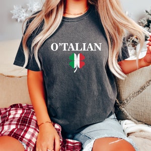 Comfort Colors® O'talian St Patrick's Day Shirt, Italy Flag Clover Shirt, Shamrock Shirt, St Patty Day Outfit, Italian Shamrock Shirt image 5