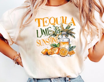 Tequila Lime Sunshine Shirt, Summer Drinking T-Shirt, Beach Party Gift, Funny Summer Alcohol Shirt, Adult Humor Crewneck, Day Drinking Tee