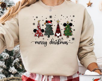 Disney Very Merry Christmas Sweatshirt, Mickey Ears Christmas Tree Sweater, Mickey and Friends Christmas Hoodie, Disney Christmas Tree Gift