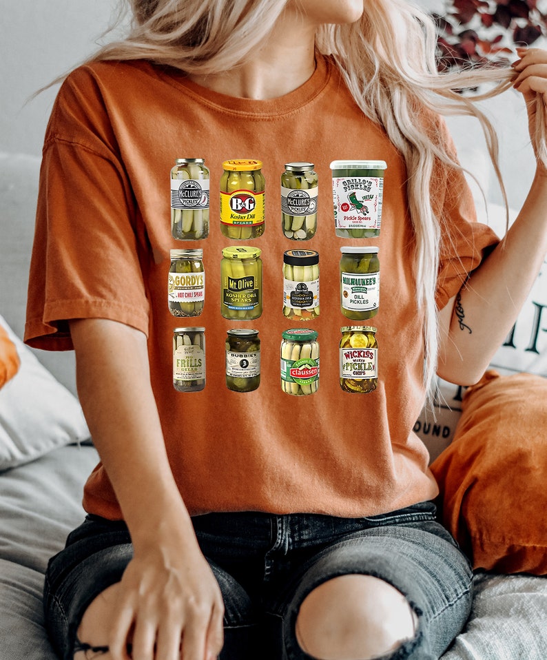 Comfort Colors® Vintage Canned Pickles T-shirt för pickleälskare, Pickle Jar-tröja, konserveringssäsongströja, hemgjord pickle-tröja med rund hals bild 4