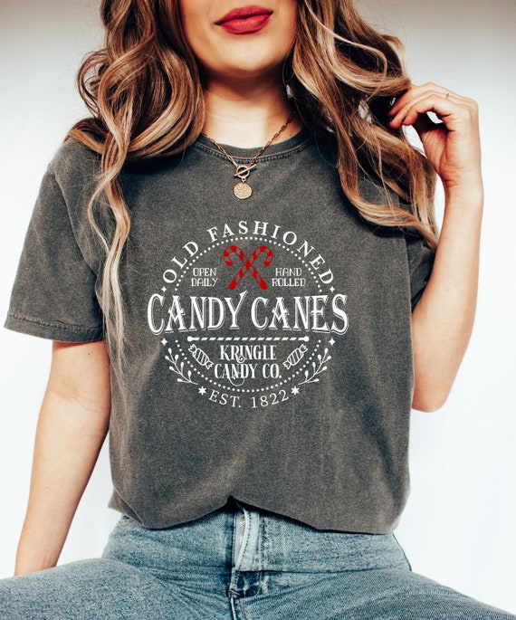 Comfort Colors® Old Fashioned Candy Cane Shirt, Retro Christmas Shirt, Candy Xmas Shirt, Christmas Family Tee, Vintage Xmas Tee,Gift For Her
