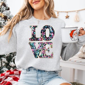 Moletom Love, Presente para namorada, Moletom Love para o dia dos namorados, Suéter Valentines, Moletom Love feminino, Suéter de casal, Glitter não real