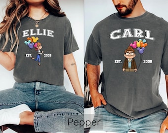 Carl And Ellie Shirts, Disney Couple T-Shirt, Up Couple Shirt, Custom Date Disney Honeymoon Crewneck,Adventure Is Out There Shirt,Mr and Mrs