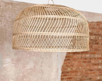 Big Rattan Lamp, Boho Light, Woven Pendant, Rustic Shade, Handmade Lamp, Natural Light, Eco Lamp, Bohemian KUBA XL 100x60