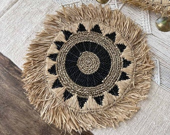 Boho Placemat,Table Mat with Fringes, Round Handmade Placemat, Boho Style Placemats, Dining Table Decor DENI