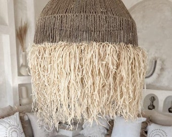 Raffia Grass Lamp, Raffia Lamp, Boho Light, Woven Pendant, Rustic Shade, Handmade Lamp, Natural Light, Eco Lamp, Bohemian MANAH 80x45