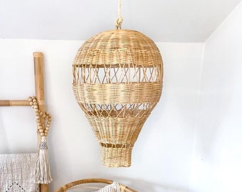 Rattan Lampshade Balloon Shaped Hand Woved Pendant Light Rattan Lamp