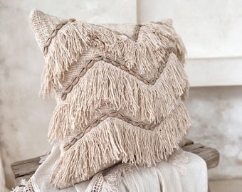 Bali Handwoven Pillowcase, Balinese Pillow Cover, Handmade Cushion Cover, Cotton Pillow Slip, Decorative Pillowcase with Seashells NORA