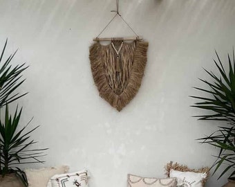 Handcrafted Boho Wall Hanging - Unique Pine Palm and Raffia Decoration for Natural Bohemian Style, Handmade Home Decoration RIO