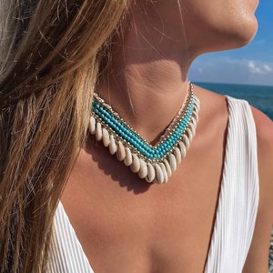 Handmade Balinese Shell Choker Necklace, Authentic Sea Shell Jewelry, Bohemian Beach Style, Artisan-Crafted in Bali RIO