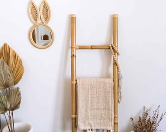 Bunny Rattan Mirror for Kids | Handmade Boho Nursery Wall Decor | Cute Natural Mirror | Animal Shaped Rattan Mirror BUNNY
