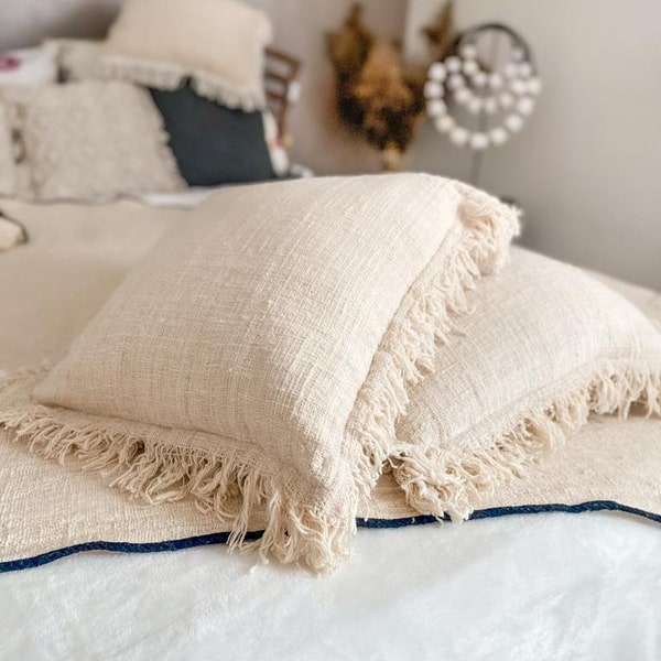 Bali Handwoven Pillowcase,  Balinese Pillow Cover, Handmade Cushion Cover, Cotton Pillow Slip, Natural Terrace Accents Boho LEMBUT