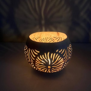 Coconut Candle Holder, Coconut Lantern, Coconut Shell Tealight Holder FLOWER