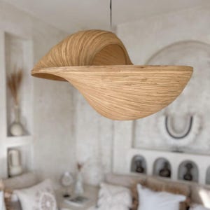 Bamboo Lamp, Boho Light, Woven Pendant, Rustic Shade, Handmade Lamp, Natural Light, Eco Lamp, Bohemian BAMBOO 65x45