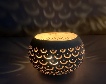 Coconut Candle Holder, Coconut Lantern, Coconut Shell Tealight Holder EYES